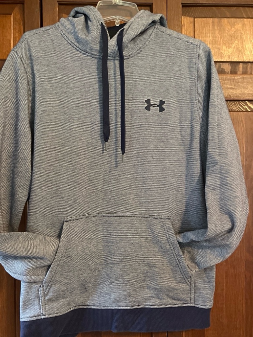Under Armour Heather Gray Pullover Hoodie with Navy Accents